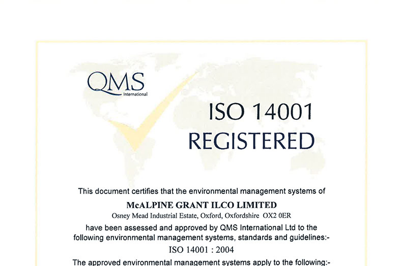 QMS ISO 14001 Certificate