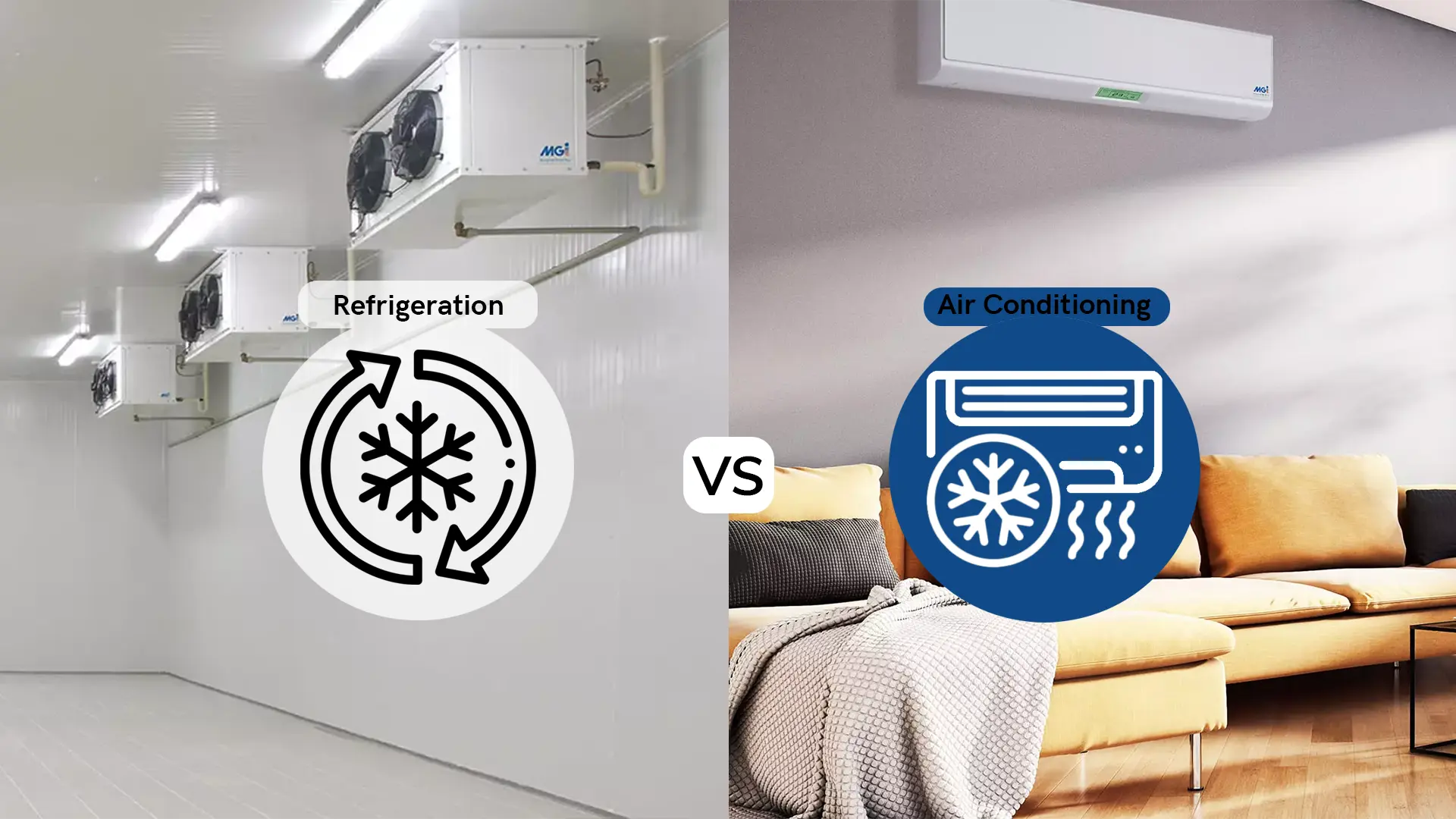 What is the difference between AC and refrigeration MGi Ltd