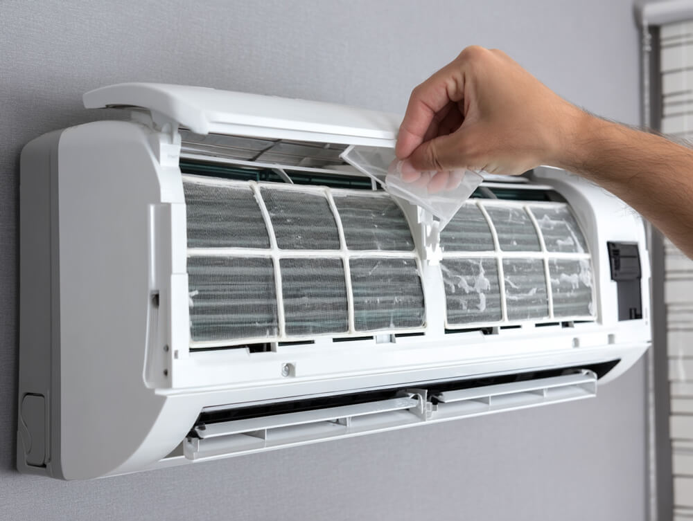 Clogged air filter in an air conditioner